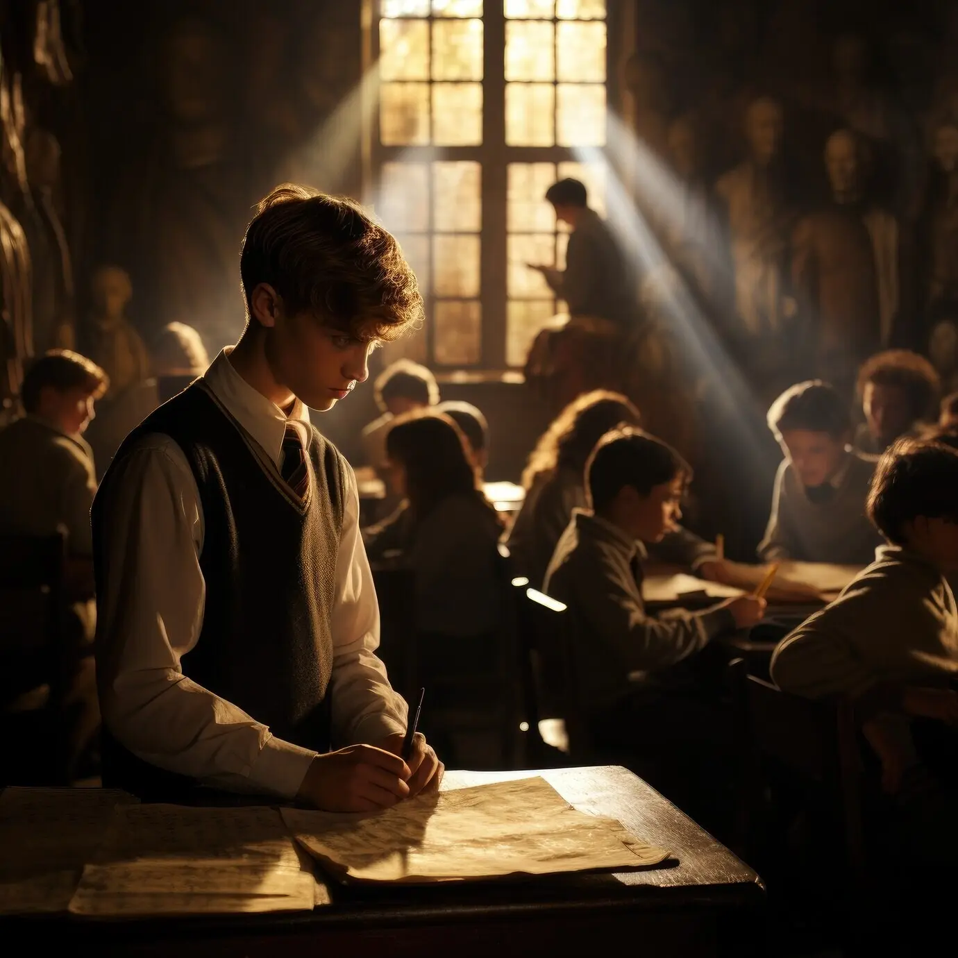 Dunkel gestalteter Internationaler Tag der Bildung