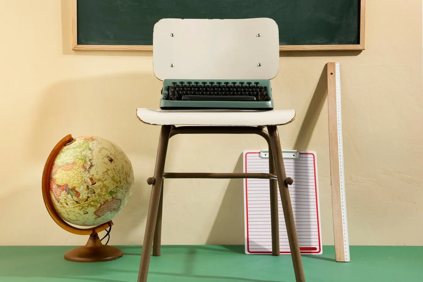 Konzept zum Schulbeginn mit verschiedenen Utensilien